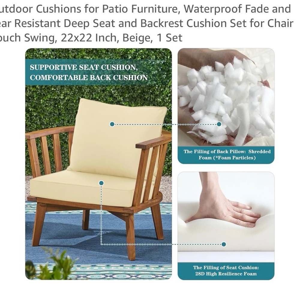 Cushions for Patio Furniture Beige Outdoor 1 set  New in box